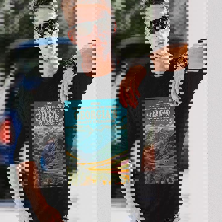 美しいジョージア共和国、グルジア共和国 長袖Tシャツ 彼への贈り物