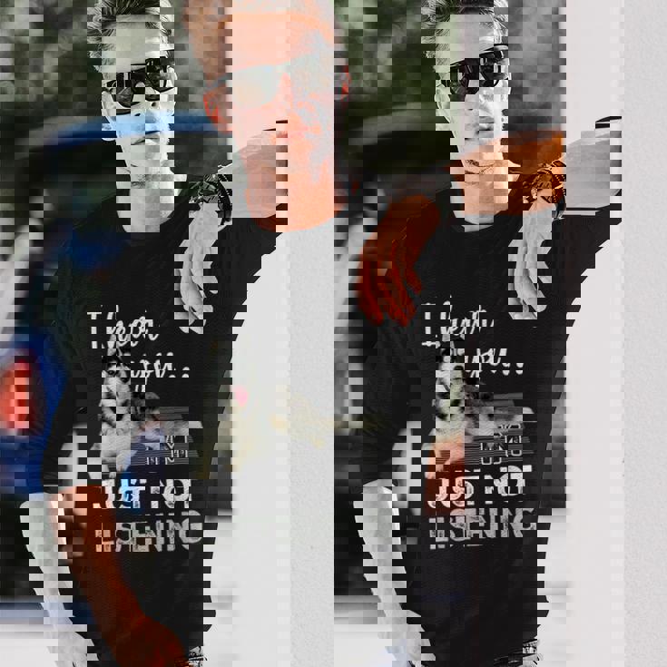 聞こえてるよ聞いていないだけだシベリアンハスキー恋人 長袖Tシャツ 彼への贈り物