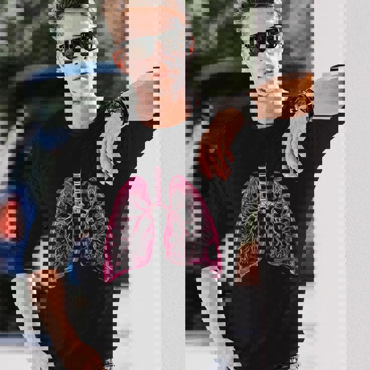 肺の解剖学的2d 医師と呼吸ファン向け 長袖Tシャツ 彼への贈り物