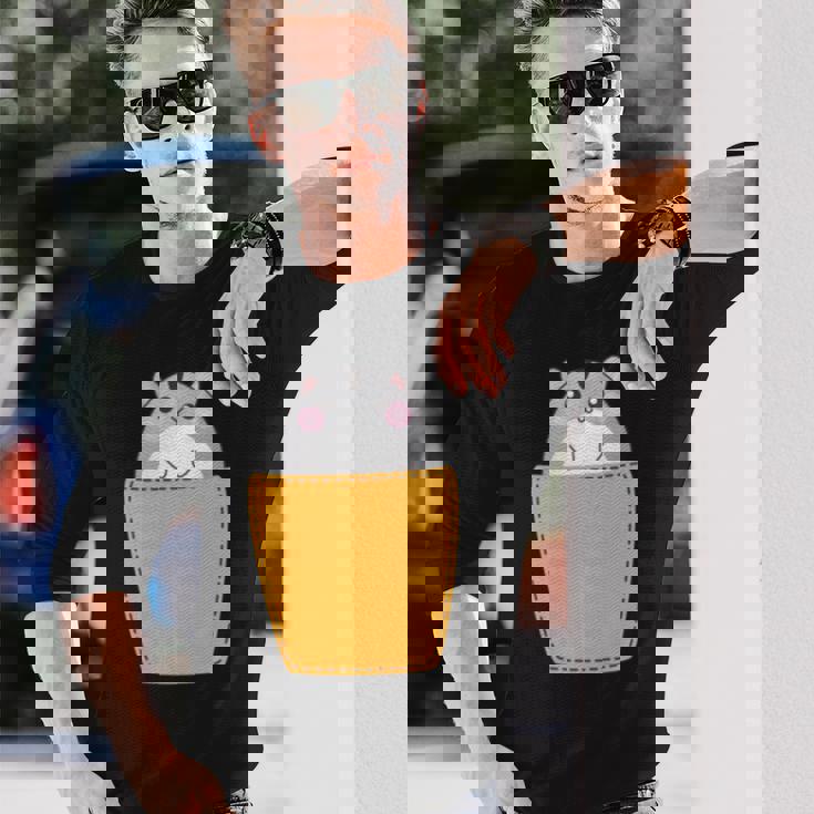 胸ポケットにハムスター 長袖tシャツ 長袖Tシャツ 彼への贈り物