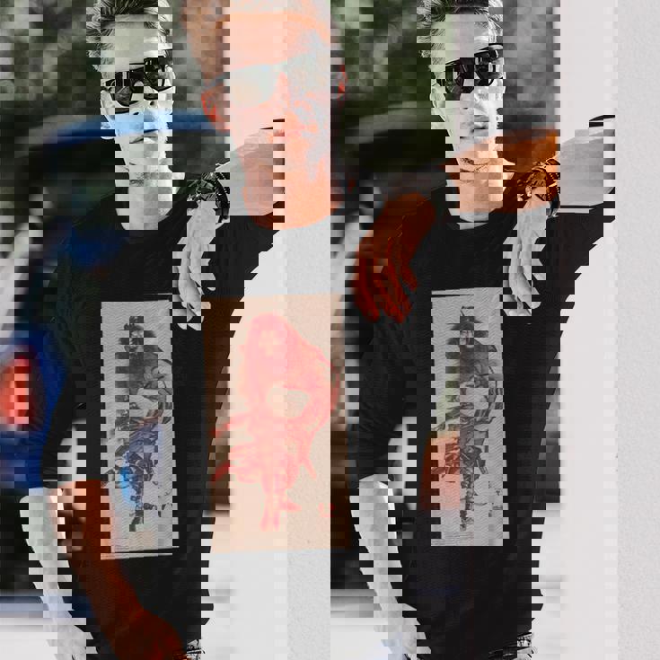 葛飾北斎 「朱描き鍾馗・朱鍾馗・赤鍾馗」 長袖Tシャツ 彼への贈り物