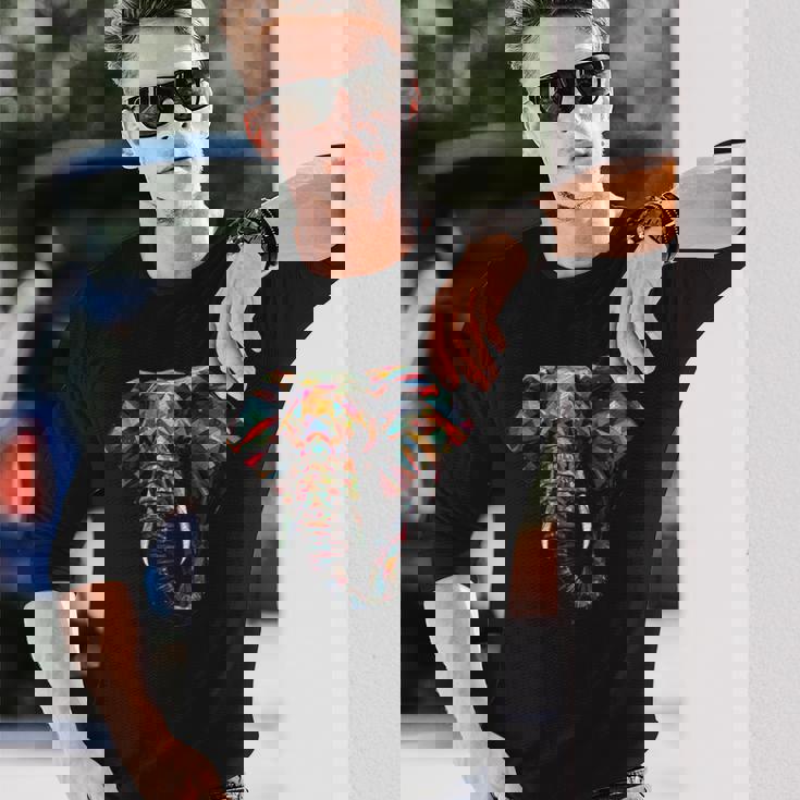 象 多角形 アートワーク 長袖Tシャツ 彼への贈り物