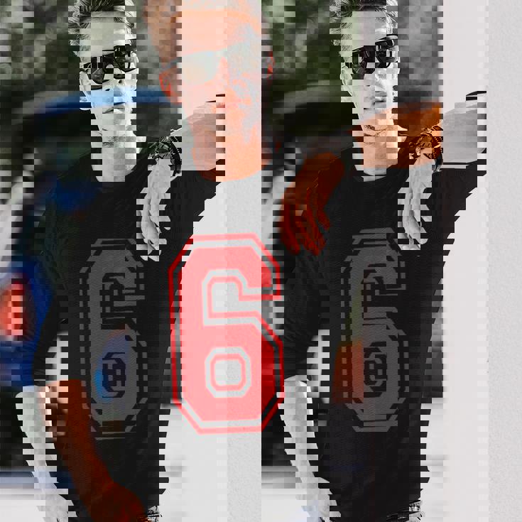 赤の6番スポーツスタイル。 長袖Tシャツ 彼への贈り物