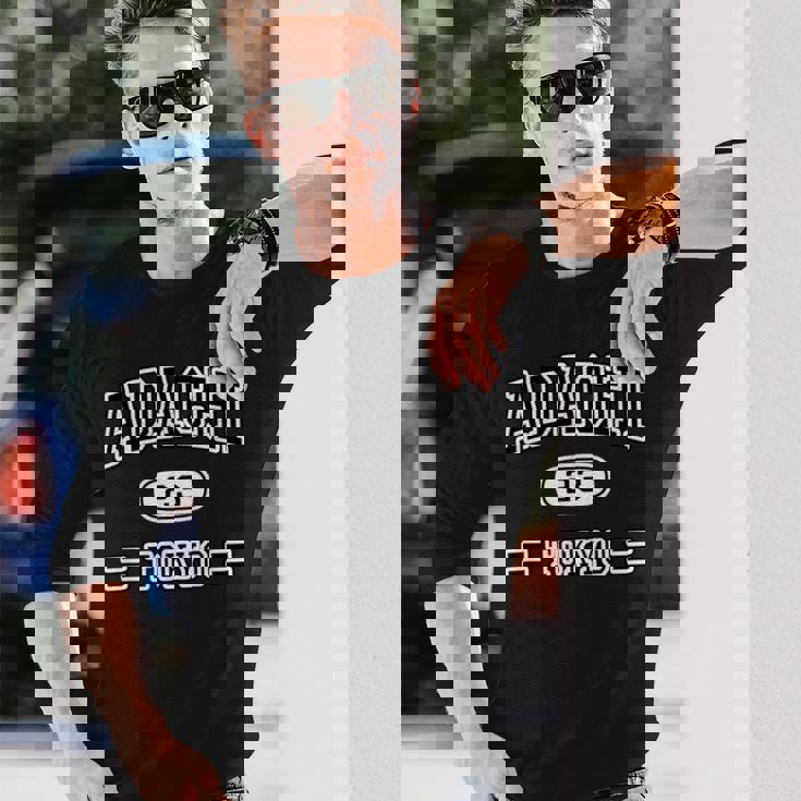 足立区 Adachi【チームユニフォーム カレッジ風】東京 23区 Jimo-T ジモティ 面白い 長袖Tシャツ 彼への贈り物