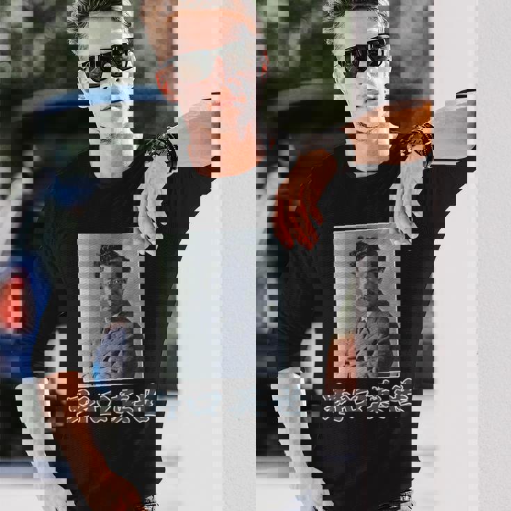 野口英世（日本の偉人）歴史上の人物 写真 肖像【変なデザイン屋さん】面白い 長袖tシャツ 長袖Tシャツ 彼への贈り物