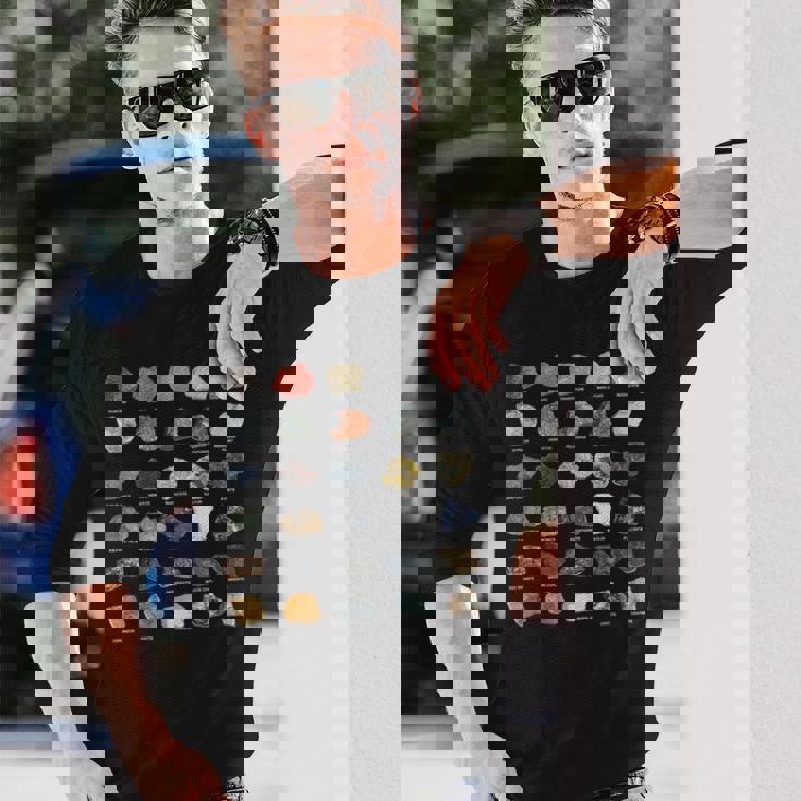 鉱石 宝石 クリスタル ロックコレクション 長袖Tシャツ 彼への贈り物