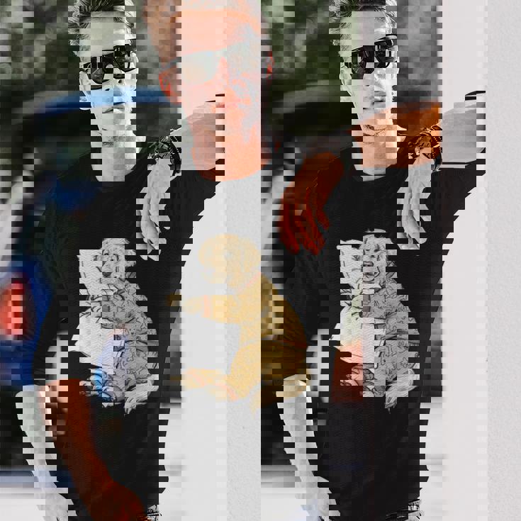 面白い スリーピー ゴールデンレトリバー パジャマ メンズ レディース キッズ 長袖Tシャツ 彼への贈り物