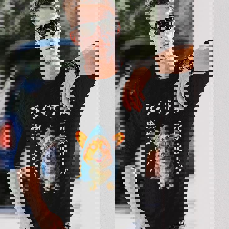 面白いtシャツ コーギー 犬 イヌ サメ メンズ 犬好き グッズ かわいい おもしろ 面白い 服 ネタ 長袖Tシャツ 彼への贈り物