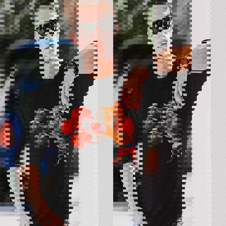 面白いtシャツ 猫 ネコ ボクシング メンズ 猫好き グッズ おもしろ 面白い 服 ネタ にゃんこ 猫の下僕 長袖Tシャツ 彼への贈り物