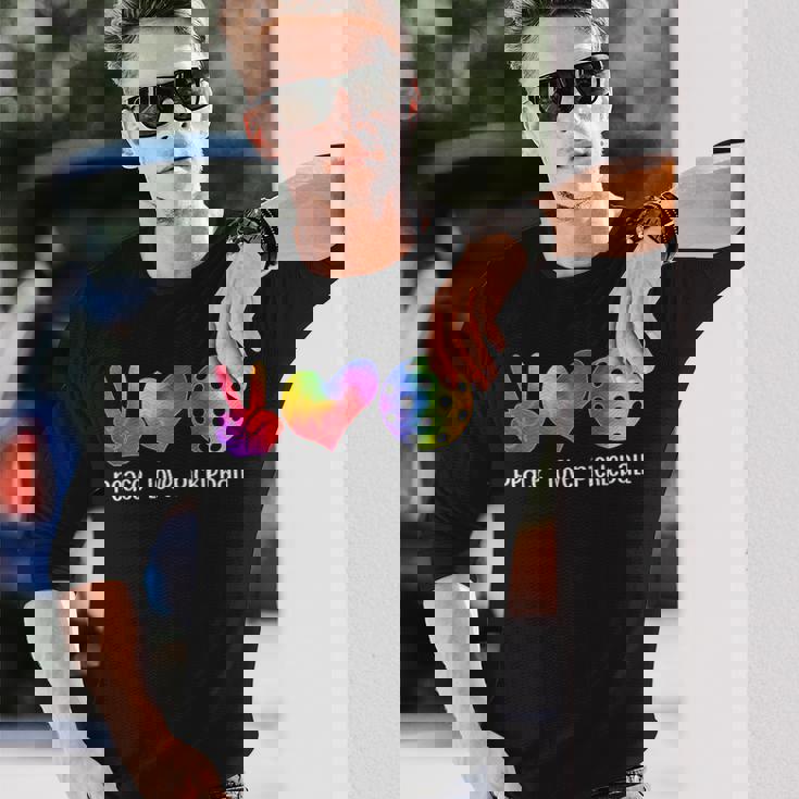 面白いピックルボール タイダイ 引退した平和愛のピックルボール 長袖Tシャツ 彼への贈り物