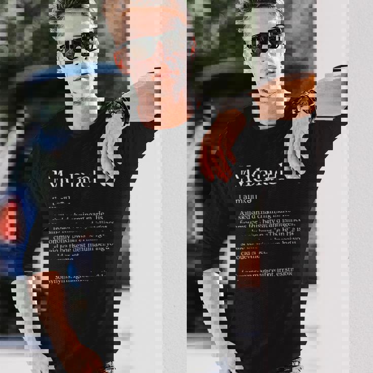 メンズ 面白いマイケルの名前の意味 マイケルの名前をパーソナライズ。 長袖Tシャツ 彼への贈り物