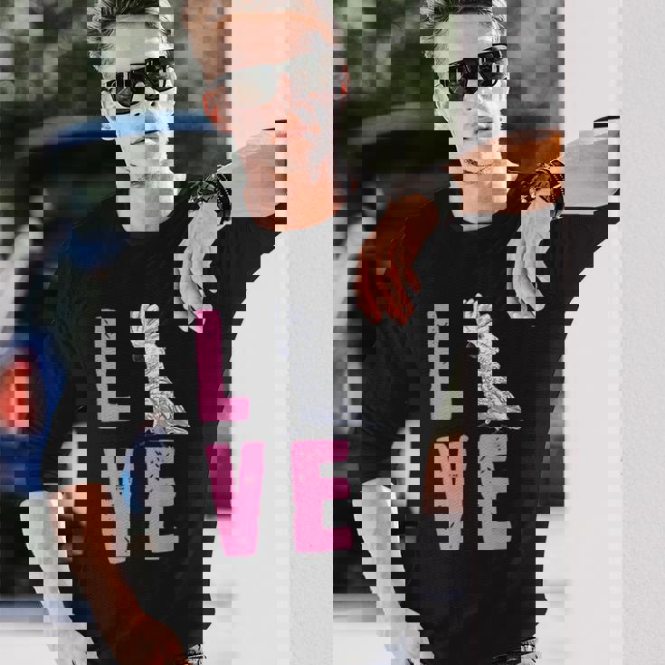 面白い鳥の恋人の贈り物-タイハクオウム 長袖Tシャツ 彼への贈り物