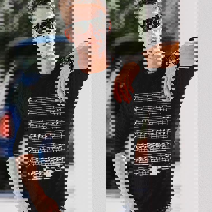 音楽好き サメ 鮫 バス記号 メロディー フレーズ ミュージシャン 音楽ファン 映画ファン おもしろ デザイン 長袖Tシャツ 彼への贈り物