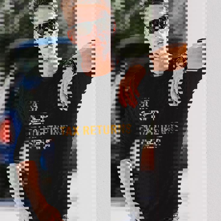 食べる睡眠確定申告繰り返し課税シーズン 長袖Tシャツ 彼への贈り物