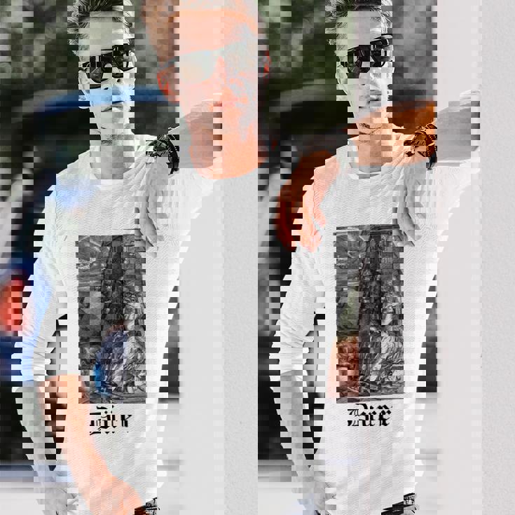 Albrecht Dürer Durer クリスチャンアート メランコリア ホワイト 長袖tシャツ 長袖Tシャツ 彼への贈り物