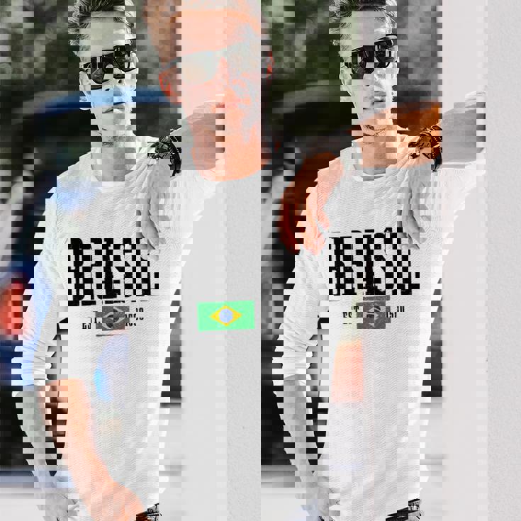 Brasil Est 1500 ブラジル ブラジリアン 国旗 プライド 長袖tシャツ 長袖Tシャツ 彼への贈り物