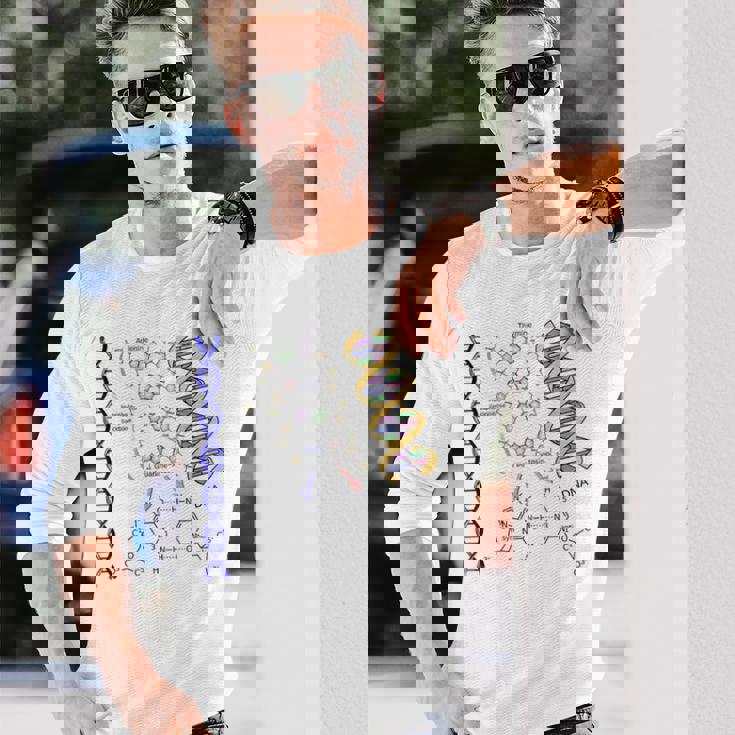 Dna ダブルヘリックス 化学式 分子 サイエンスアート 長袖Tシャツ 彼への贈り物