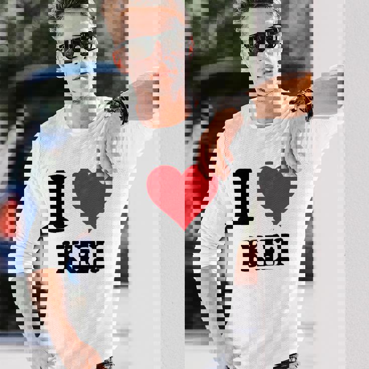 I Heart Keiファーストネーム I Love パーソナライズ 長袖Tシャツ 彼への贈り物