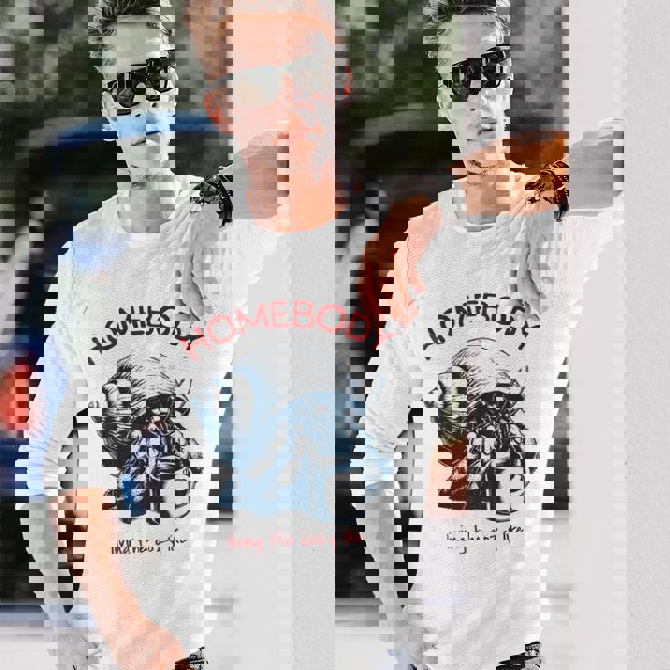 Homebody 居心地の良い生活 面白いヤドカリとコーヒー 長袖Tシャツ 彼への贈り物