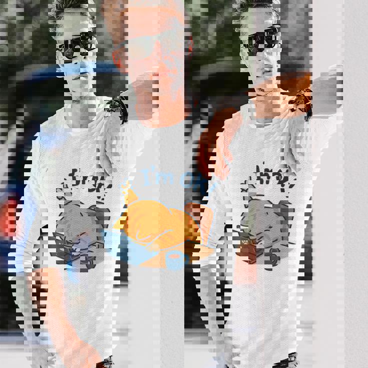 I'm Ok おかしな猫 在宅勤務 コーヒーミーム 長袖Tシャツ 彼への贈り物