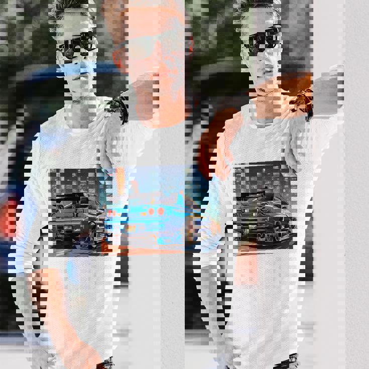 Jdmナイトドリフトレースカー東京スカイラインデザイン。 長袖Tシャツ 彼への贈り物