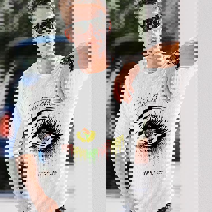 Junenth まつげ アフリカの目 美しい 長袖Tシャツ 彼への贈り物