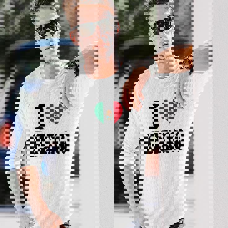 I Love Mexico ハートフラッグ レトロ 旅行 お土産 長袖Tシャツ 彼への贈り物