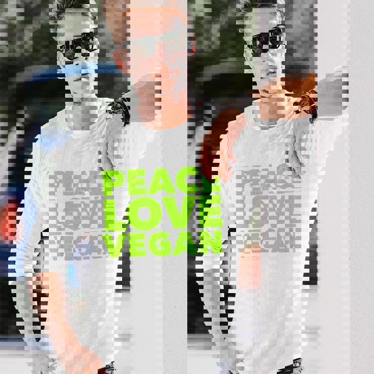 Peace Loveegan クール ベジタリアンとビーガン 長袖Tシャツ 彼への贈り物