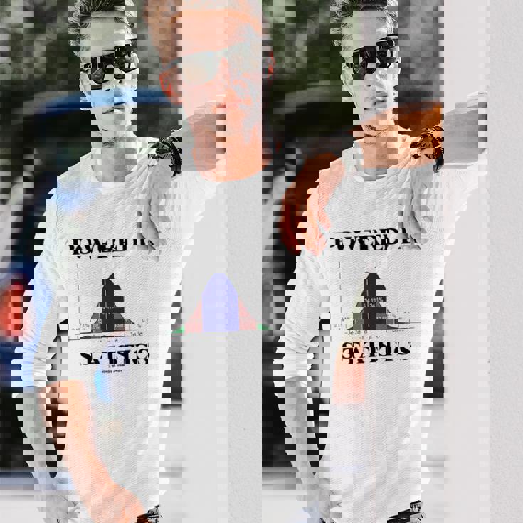 Powered Bytatistics ベルカーブ オタク ユーモア 長袖Tシャツ 彼への贈り物