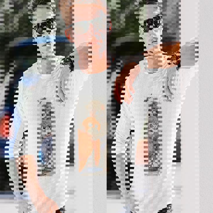 Punch – かわいい赤ちゃん猿とオランウータンのぬいぐるみ 水彩 長袖tシャツ 長袖Tシャツ 彼への贈り物