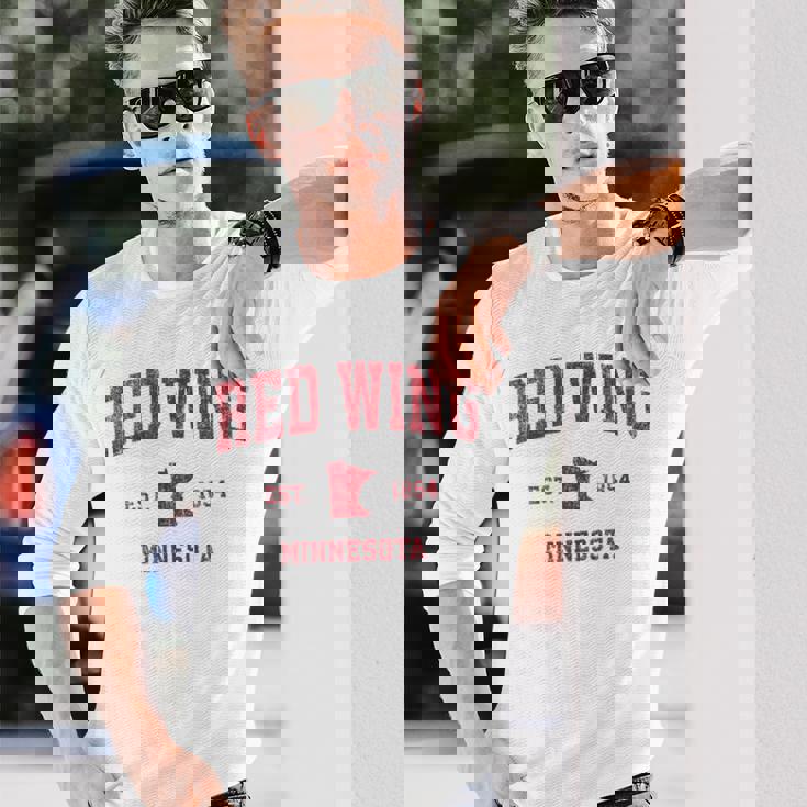 Red Wing ミネソタ Mn ビンテージ スポーツデザイン レッドプリント 長袖Tシャツ 彼への贈り物