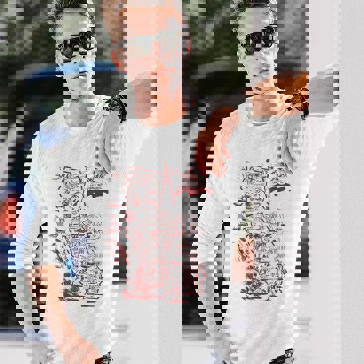 Trendy California Republic Landmarks Map Outlineintage 長袖Tシャツ 彼への贈り物