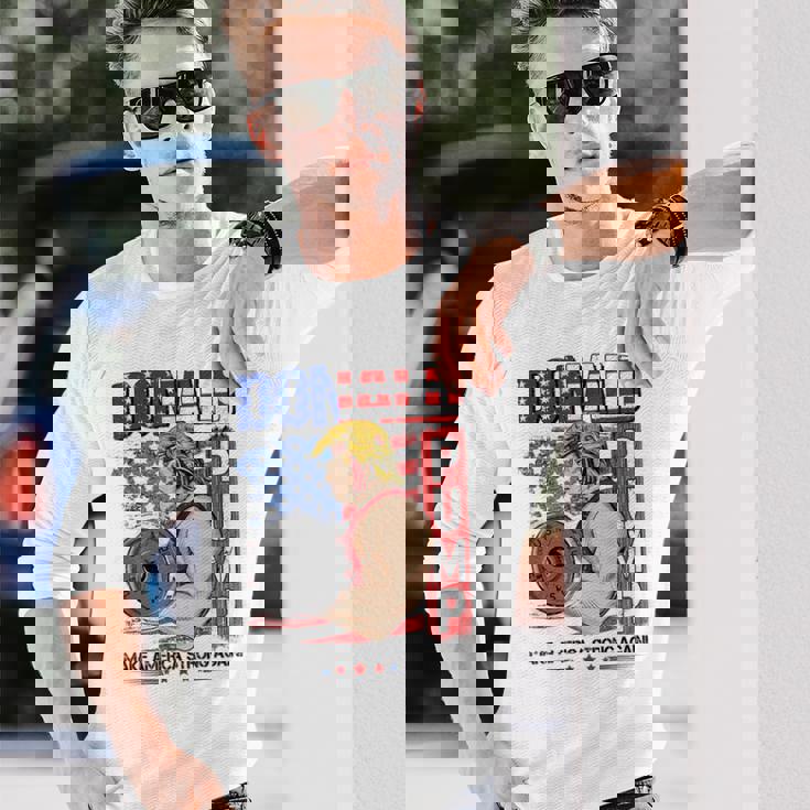 Trump Donald Pump Make Americatrong Again 長袖Tシャツ 彼への贈り物