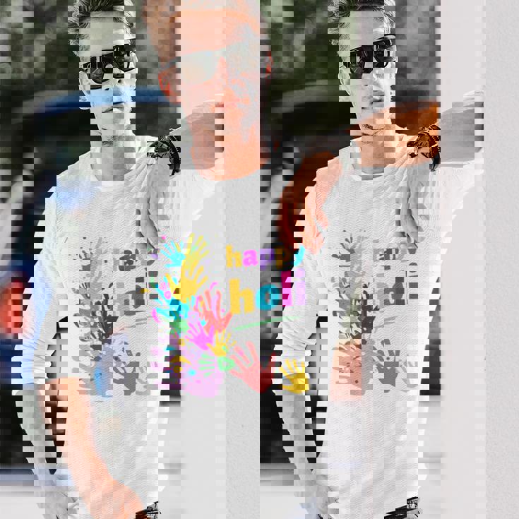 Vibrant Happy Holi 長袖Tシャツ 彼への贈り物