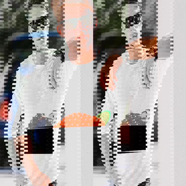 【いくら】イクラ 寿司 おすし 軍艦巻き 可愛い おもしろ 面白い 鮭 魚卵 料理 文字 ネタ ウケ狙い 文字入り 変な 長袖Tシャツ 彼への贈り物