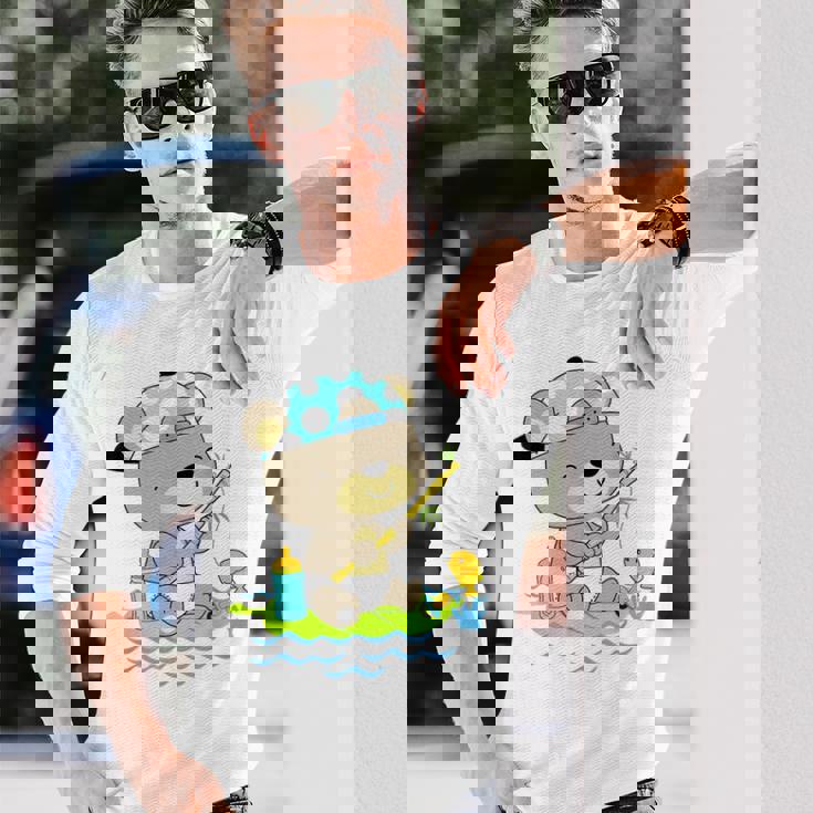 おむつ釣りのベビーベア 長袖Tシャツ 彼への贈り物