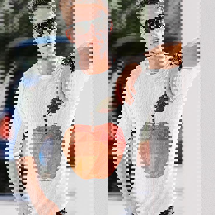 りんご フルーツ モチーフ アート りんご 長袖Tシャツ 彼への贈り物