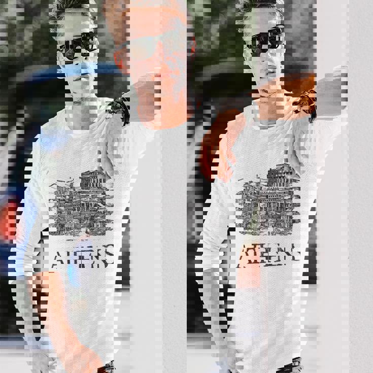 アテネギリシャ-ギリシャのお土産-アテネ 長袖Tシャツ 彼への贈り物