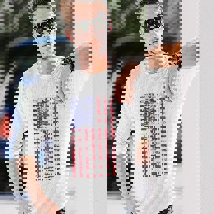 アメリカ国旗 メンズ レディース キッズ アメリカ国旗 愛国的なグランジ 長袖Tシャツ 彼への贈り物