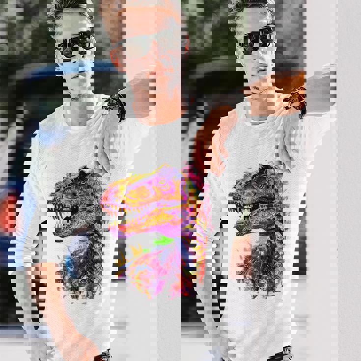 アロサウルス 恐竜モチーフ イラスト アロサウルス 長袖Tシャツ 彼への贈り物