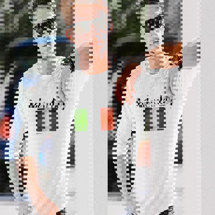 イタリア製イタリア国旗シャツ。 長袖Tシャツ 彼への贈り物