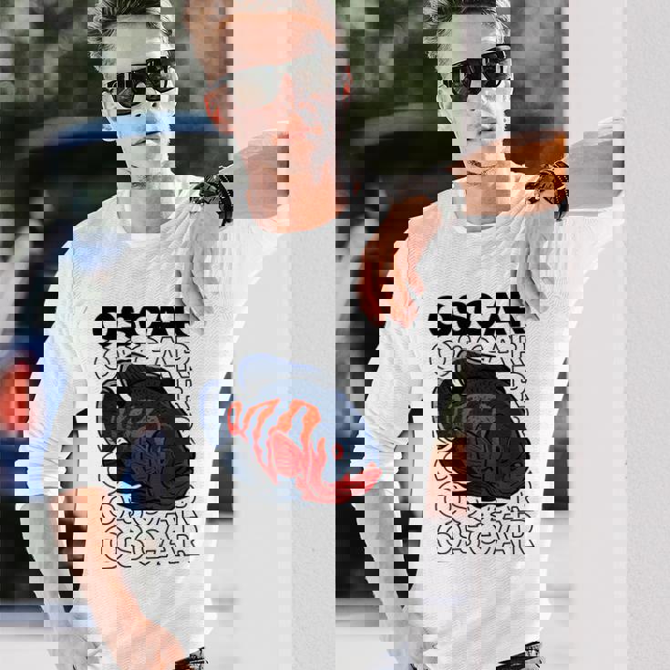 オスカーフィッシュ 80年代スタイル モンスターフィッシュキーパー 熱帯魚 長袖Tシャツ 彼への贈り物