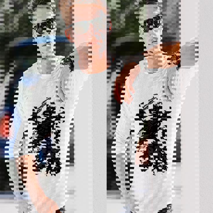 オランダ国旗 オランダプライド オランダルーツ ライオンコート 長袖Tシャツ 彼への贈り物