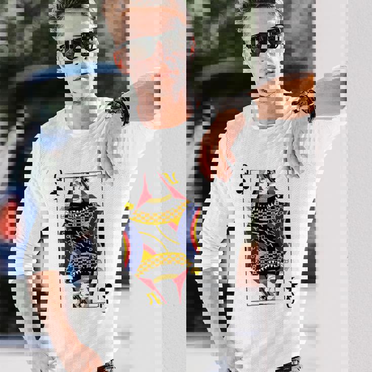 クイーンクラブ ポーカーカード トランプ ブラックジャックカード 長袖tシャツ 長袖Tシャツ 彼への贈り物