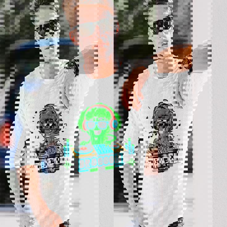 クールなブロッコリーdjミュージックパーティーバイブ面白いデザイン。 長袖Tシャツ 彼への贈り物