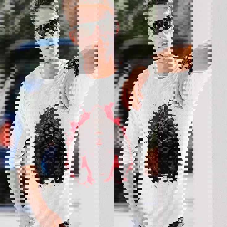 ゴリラ・ボディビル・ワークアウト バックプリント・ジム 長袖Tシャツ 彼への贈り物