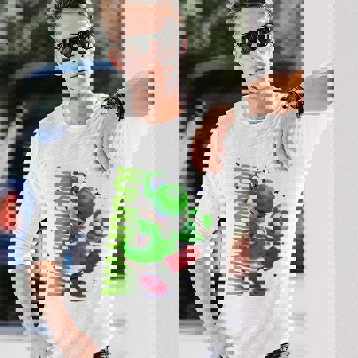 ザ・スーパーマリオギャラクシー・ムービー Action Yoshi 長袖Tシャツ 彼への贈り物