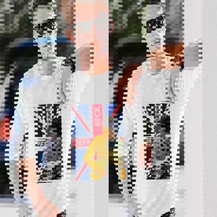 ジェフベック_002_Back Printed 長袖Tシャツ 彼への贈り物