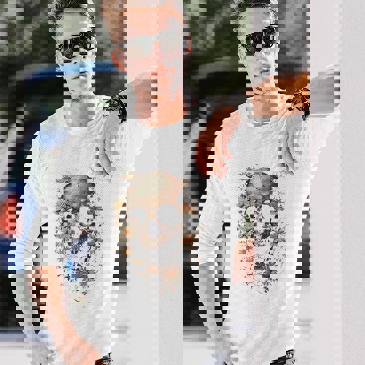 スカルバックプリント。 長袖Tシャツ 彼への贈り物