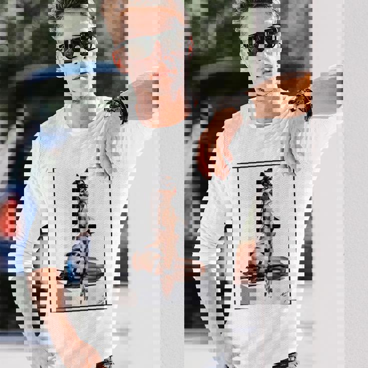 セクシーガールグラフィックtシャツ バッドキティ ピンナップ バックプリント 長袖Tシャツ 彼への贈り物